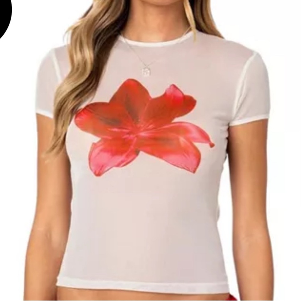Edikted Aloha Sheet Mesh Tee